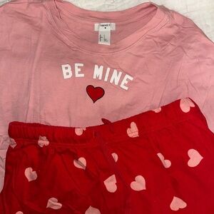 Forever 21 Pink and Red Heart Lounge Set
